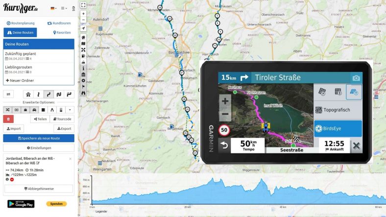 Kurviger.de Route auf Garmin übertragen - Alpen Motorrad