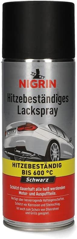 NIGRIN Lackspray 400 ml mattschwarzer Autolack hitzebestaendig schuetzt Motor und Auspuff vor Rost schnell trocknend