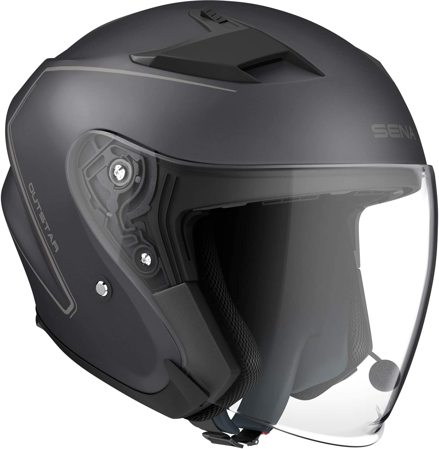 Sena Outstar Helm mit integrierter Bluetooth Gegensprechanlage und Smartphone Konnektivitaet
